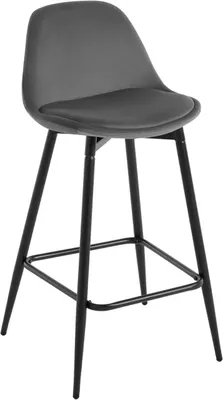 Produktbild von Klihome Barhocker, Küchenhocker Samt, mit Fußstütze, gepolstert, Metallbeinen, Dunkelgrau