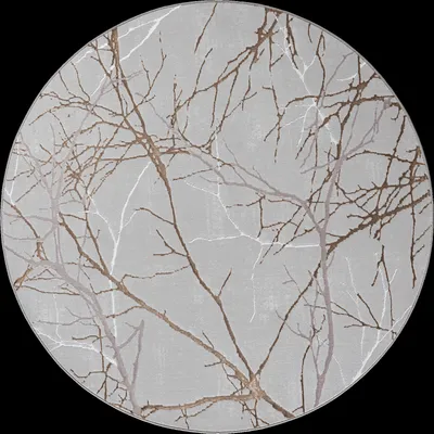 Produktbild von Teppich Kurzflor Äste Modern Wohnzimmer Beige Grau Creme Rund, 200 cm