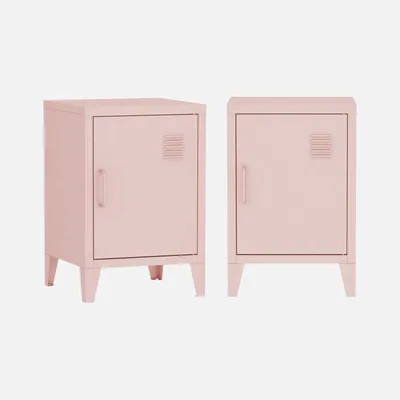 Immagine prodotto di Set 2 comodini industriali, 1 anta, Rosa