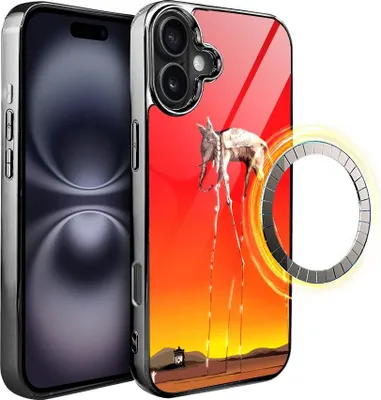 Produktbild von iPhone 16 Plus IBIZU Elite Glass Case mit MagSafe, Salvador Dali, Elefant, Schwarz