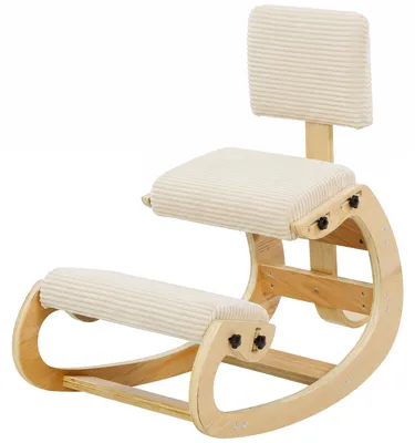 Produktbild von HOMCOM Ergonomischer Kniestuhl, Kniehocker mit Rückenlehne Cord-Optik, Cremeweiß