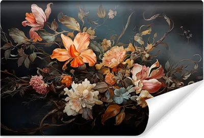Produktbild von Muralo Selbstklebende Fototapete bunte BLUMEN Blätter Pflanzen Natur Vintage für Wohnzimmer Br. 460cm x Hö. 300cm