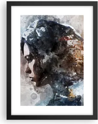 Produktbild von Gerahmtes Poster - Schwarzer Rahmen - Frau Abstraktion - 30x40 cm - Wand Bild - Wanddeko - Wandbilder - Kunstposter - Wandposter - Bilderrahmen - Bilder - Kunstdruck - Wandbild - P2BPA30x40-3956