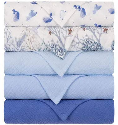 Produktbild von Set mit 5 Baumwoll-Muselin-Tüchern für Babys, 60 x 60 cm