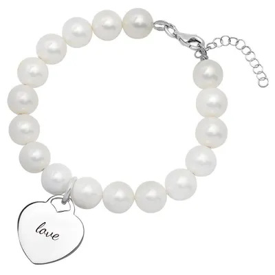 Produktbild von Armband aus 925er Silber und Perlmutt mit Herz-Anhänger