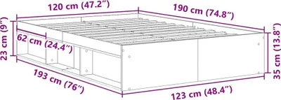 Produktbild von vidaXL Bettgestell Schwarz 120x190 cm
