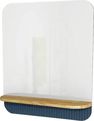 Produktbild von Badspiegel mit Holzablage Devo Gloria 2.0 70x86x14 cm Parisian Blue geriffelt GL2-LUPL70-2-F103D01