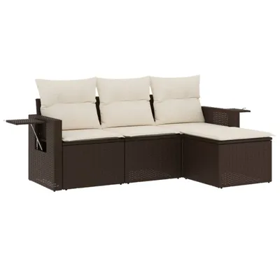 Produktbild von vidaXL 4-tlg. Garten-Sofagarnitur mit Kissen Braun Poly Rattan