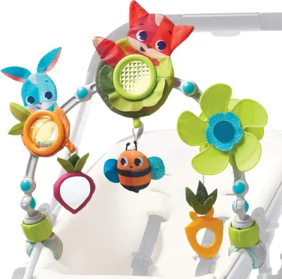 Immagine prodotto di Arco giochi Tiny Love Sunny Stroll con sonaglio interattivo, utilizzabile da 0 M +, con clip universale flessibile adatta alla maggior parte delle carrozzine, Meadow Days