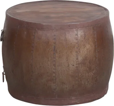 Produktbild von Marrakesch Industrial runder Couchtisch Wohnzimmertisch aus Holz 80 cm groß | Sofatisch rund mit 8mm Glasplatte als Vintage Wohnzimmer Deko | Massive Rustikale Couchtische Aaina Unikat Handgefertigt