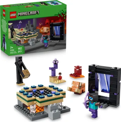 Produktbild von LEGO Minecraft Reise durch Nether und Endportal -  Kinder Spielzeug mit Helden, Enderman und Baby Hoglin Figuren - Set mit Minecraft Figur - Gamer Geschenk für Jungen und Mädchen ab 7 Jahren - 21584