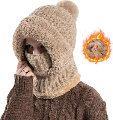 Produktbild von Plüsch Sturmhaube Mütze Winter Thermo Skimaske Fleece Windbeständig Gesichtshaube Mütze Schal Winddichte Gesichtsmaske für Herren Damen