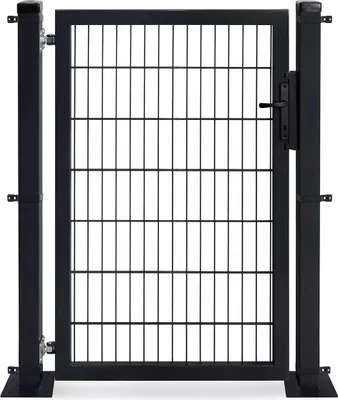 Produktbild von ROYSSON® Zauntor 1430 mm für Doppelstabmattenzaun 6/5/6 mm | Komplett-Set mit Bodenplatten – Anthrazit