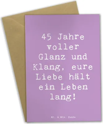 Produktbild von Mr. & Mrs. Panda Grußkarte Spruch 45. Hochzeitstag Messinghochzeit - Lavendeltraum - Geschenk, osterkarten, weihnachtskarten, einladungskarten, Meilenstein, Liebe, Heirat