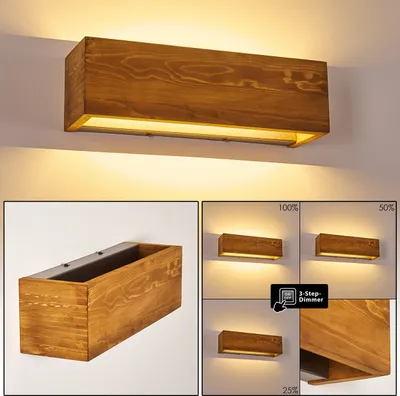 Produktbild von Volano »Volano« LED Wandlampe dimmbare aus Holz/Metall in Braun/Grau