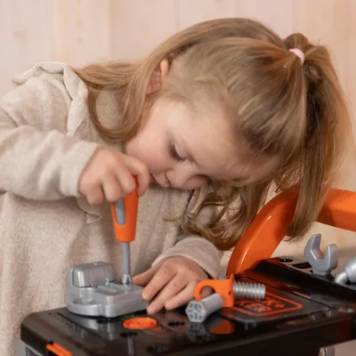 Produktbild von 3-in-1 Kinderwerkbank - Mobiler Werktafel, Kinderkruiwagen und Werkzeugkoffer