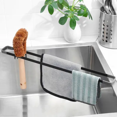 Immagine prodotto di Organizzatore per lavello, in metallo, nero, 43 cm, per la cucina