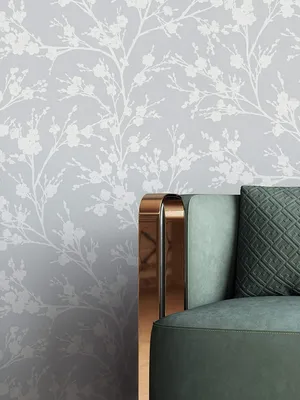 Produktbild von NEWROOM Tapete Grau Vliestapete Leicht Glänzend - Blumentapete Floral Weiß Blumen Blätter Landhaus