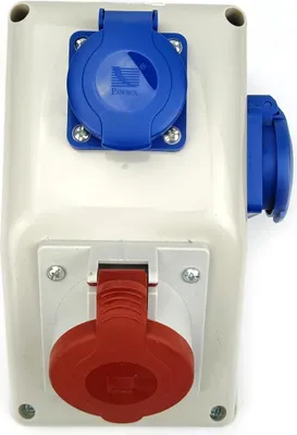 Produktbild von Kombi Wandsteckdose 5 polig CEE 2x Schuko Steckdose 16A 400V IP44