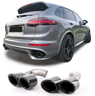 Für Porsche Cayenne 92A Facelift 14-17 Doppelrohr Endrohre GTS Optik Schwarz in der Farbe Schwarz von Carparts-Online GmbH