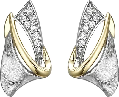 Produktbild von Ohrstecker aus 925 Silber bicolor vergoldet eismatt mit 16 Zirkonia Ohrschmuck