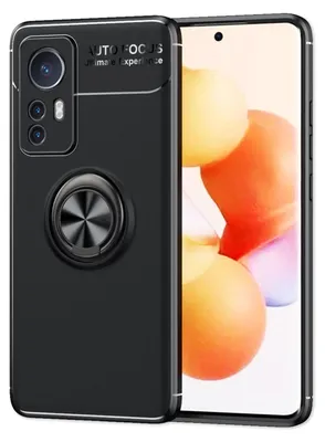 Produktbild von Matt-Schwarze Ringhülle für Xiaomi 12 / Xiaomi 12X - Handy Silikon Hülle Case Schwarz