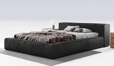 Obrázok produktu pre Manželská posteľ 180x200 cm Bueno - Moderná čalúnená posteľ, posteľ do spálne - rošt, úložný priestor - zamatová čierna