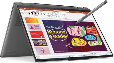 Produktbild von Lenovo 2-in-1 Notebook Yoga 7 16IML9, Grau, 16 Zoll WUXGA IPS Touchscreen, 361,8x249,9x17mm (BxTxH), Intel Core Ultra 7 155U, 16 GB RAM, 1 TB M.2 SSD, Aluminium, Windows 11 Home, mit Stift, Schnellladefunktion, Dolby Atmos, Wi-Fi 6E, BT 5.3, Thunderbolt 4, HDMI 2.1, KI-Funktionen, recycelte Materialien