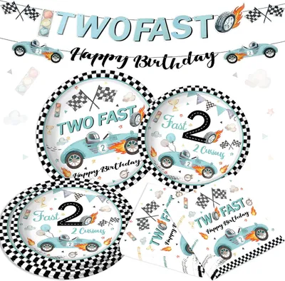 Imagen del producto de Set de carreras para fiestas, con 42 piezas, para 10 invitados, decoración para fiestas infantiles