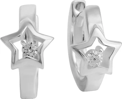 Produktbild von V Klappcreolen 925/- Sterling Silber 1,2cm weiß Zirkonia weiß 371210219