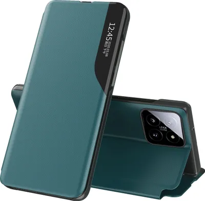Obrázek produktu pro Flipové pouzdro pro Xiaomi 14,Polyuretankůže pouzdro s okénkem a funkcí stojánku zelené