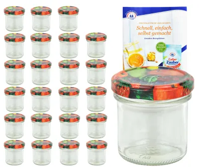 Produktbild von 24er Set Sturzglas 167 ml To 66 Obst Dekor Deckel Einmachgläser Einkochgläser incl. Rezeptheft