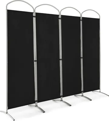 Produktbild von Trennwand mit 4 Paneelen, klappbarer Wandschirm, Trennwand für Innen- und Aussenbereich, Privatsphaere für Büro und Krankenhaus, Zimmer (221 x 188 cm, Schwarz)