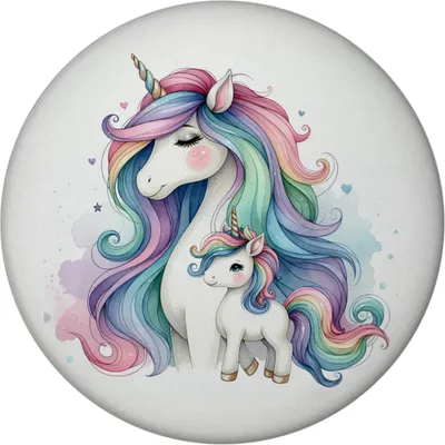 Produktbild von Einhorn-Mama mit Kind Magnet rund