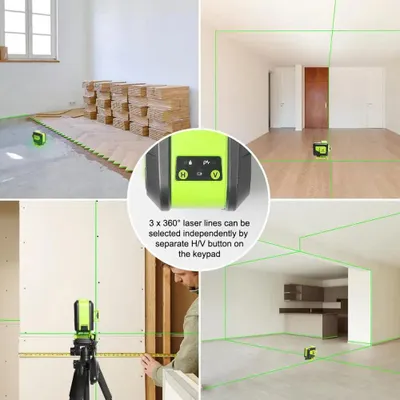 Immagine prodotto di Livella laser a croce - 12 raggi - Autolivellante - Laser verde - Include ricevitore