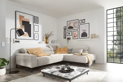 Produktbild von KAWOLA Sofa DELIA Ecksofa Feincord silber Recamiere rechts