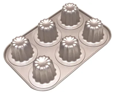 Image de Moules à cannelés miniatures "Bordelais", 6 cavités, en acier carbone antiadhésif