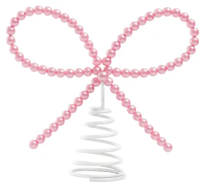 Produktbild von Christbaumspitze mit Schleife aus Kunstperlen, rosa, mit Kunstperlen besetzt, Baumschmuck für Valentinstag, Weihnachtsbaum, drinnen und draußen