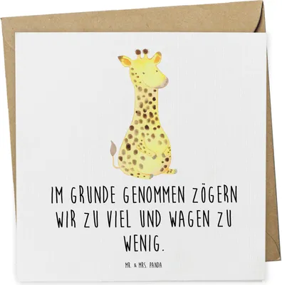 Produktbild von Mr. & Mrs. Panda Grußkarte Giraffe Zufrieden - Weiß - Geschenk, Abenteuer, Afrika, doppelkarte, faltkarte, Glück, Klappkarte, Glückwunschkarte, anlasskarte
