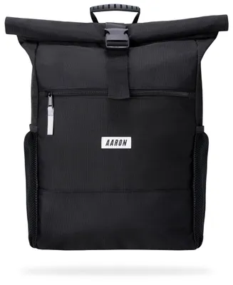 Produktbild von AARON Rolltop Rucksack wasserdicht Damen Herren Schwarz, aus recyceltem PET