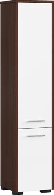 Obrázek produktu pro Volně stojící koupelnová skříňka: dvoje dvířka, pět polic, barva: wenge | bílá, rozměry nábytku: Š: 30 cm, V: 140 cm, H: 30 cm
