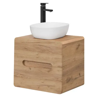 Produktbild von Waschtisch 60 cm Wotan Eiche Nb. LUTON-56-CRAFT Keramik-Aufsatzbecken B/H/T 60/68/46 cm
