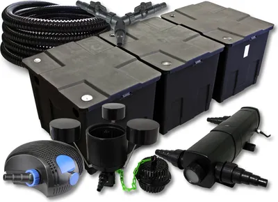 Produktbild von SunSun Komplettset: CBF-350C Teichfilter bis 90000 L Teichfilteranlage, CTF-12000 Teichpumpe 12000l/h 100W, CUV-236 Teichklärer 36W, 25m Teichschlauch 25 mm, CSP-250 Skimmer 2500l/h 45W, Y-Verteiler