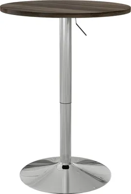 Image de Table basse ronde - Table haute de bistrot - Diamètre 60 cm, hauteur 91 cm, structure métallique, plateau en bois, pour 4 personnes - Ivoire