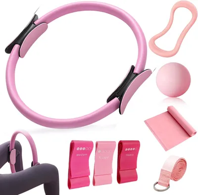 Obrázok produktu pre Pilates súprava 8-dielna, s kruhom, loptou a odporovými pásmi, pre domáce cvičenie