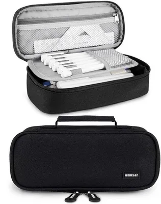 Image de Trousse pour l'école et le bureau, pour filles, garçons et adolescents, trousse de rangement à 4 compartiments