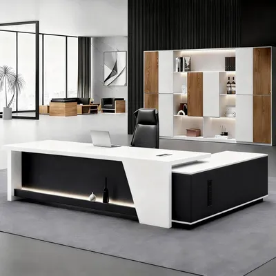 Produktbild von L-förmiger Schreibtisch mit Stauraum 190x80x75cm Schwarz-Weiß
