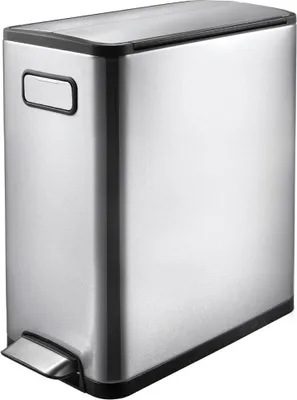 Produktbild von Modern designter Treteimer zur Abfallscheidung aus gebürstetem Edelstahl | 20 Liter, HxBxT 46,5x25x37,5cm | Edelstahl