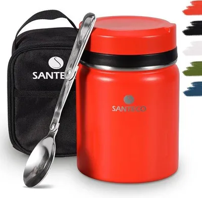 Produktbild von Famanu Thermocontainer 500 ml - Edelstahl mit faltbarem Löffel