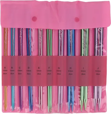 Produktbild von 10 -Zoll -Stricknadeln Set Eins spitzer 25 cm gefärbtes Ultra -Licht Verschiedene Größen verfügbar Aluminiumversorgungen
